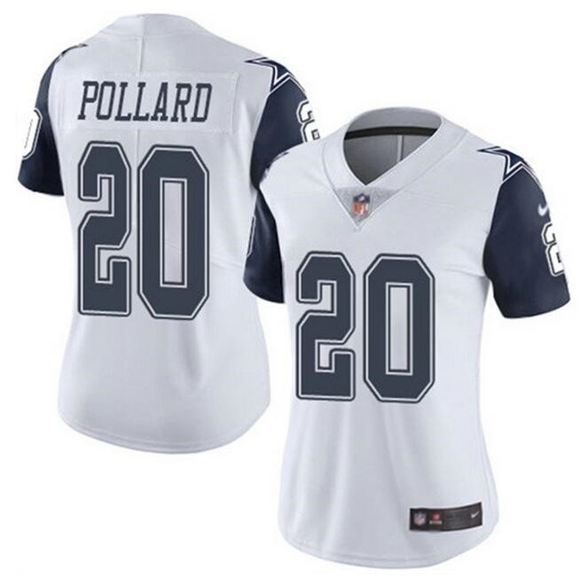 Women's Dallas Cowboys #20 Tony Pollard White Navy Vapor Untouchable Limited Stitched Football Jersey(Run Small）